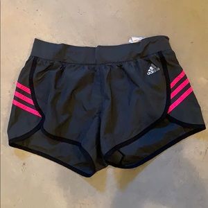 Grey and Pink Adidas Running Shorts